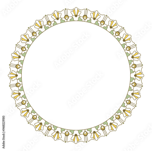 Art Nouveau round frame. 1900s - 1920s ornate circle border for design in retro style.
