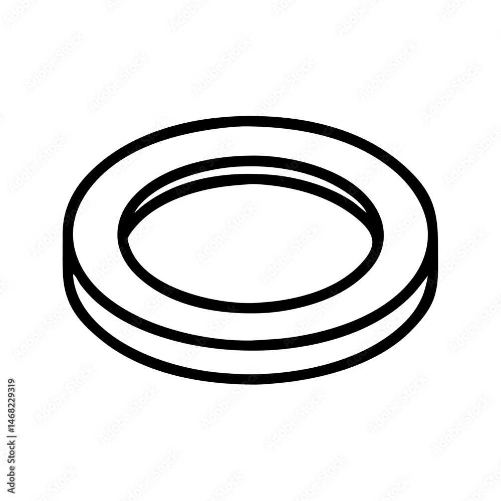 Round spacer outline illustration, icon, vector Round spacer outline illustration, icon, vector