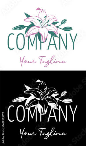 Lily Flower Rustic Logo.