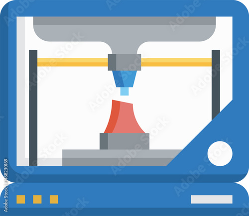 3d printer illustration on a white background    