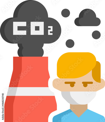 air pollution illustration on a white background    