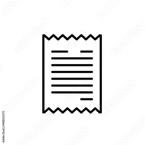 Receipt paper icon in black outline style