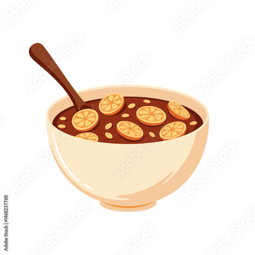 Muesli bowl vector on transparent background, perfect for breakfast ideas