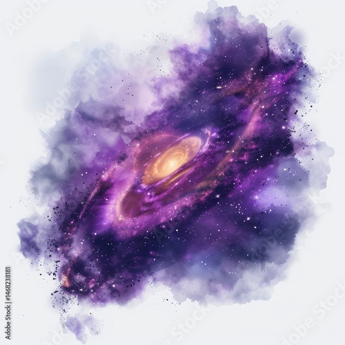 Galaxy core isolated on transparent background purple nebula k resolution .