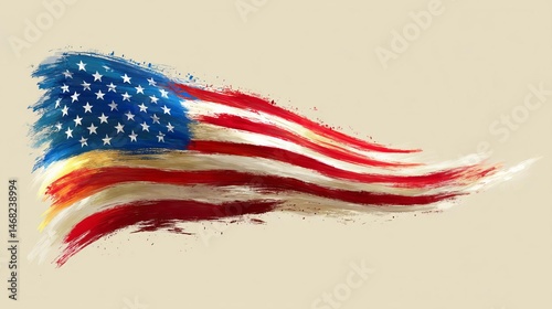 Artistic representation of the American flag. Memorial Day American flag Parade Poppy