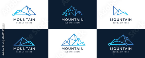 Peak logo mountain icon set