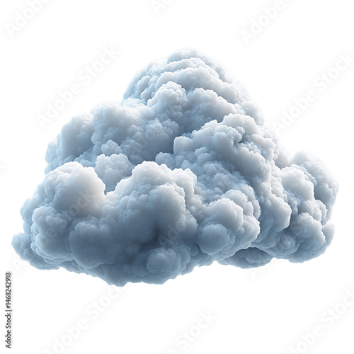 Isolated cloud render realistic fluffy white cloud on black background on transparent background