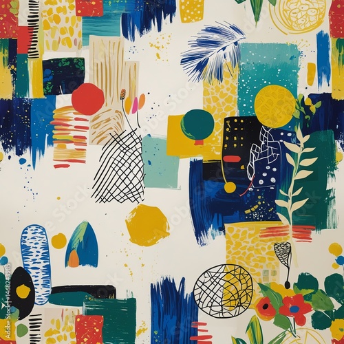 Eclectic abstract wallpaper with colorful textures
