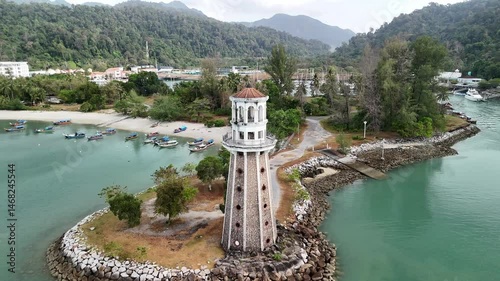 Lighthouse on Langkawi Island. Close approach.
