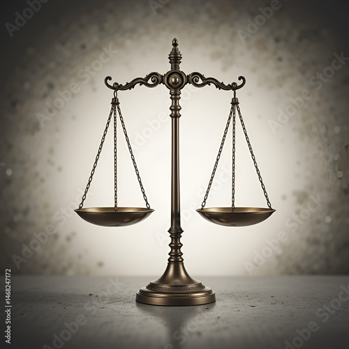 A delicate balance of rights and fairness is visually represented by a pair of old-fashioned scales, suspended in equilibrium, on a subtle gradient background.