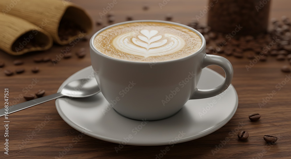 Fototapeta premium Realistic Coffee Foam in Macro Detail and Sharp Contrast