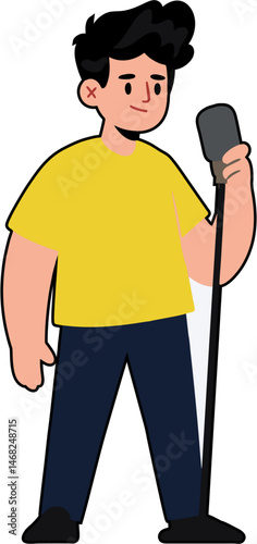 boy singing into microphone