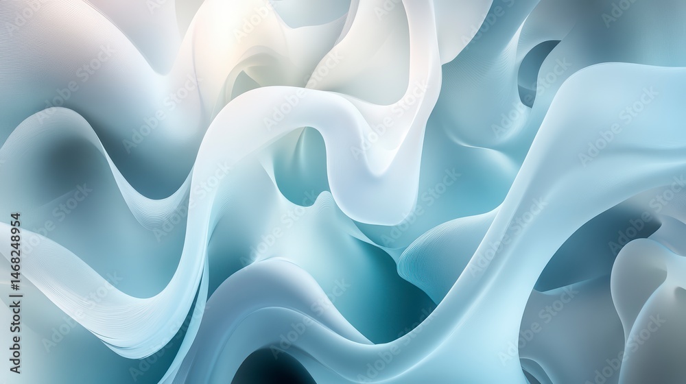 Obraz premium Blue and white abstract painting of a wave. The painting is full of texture and movement