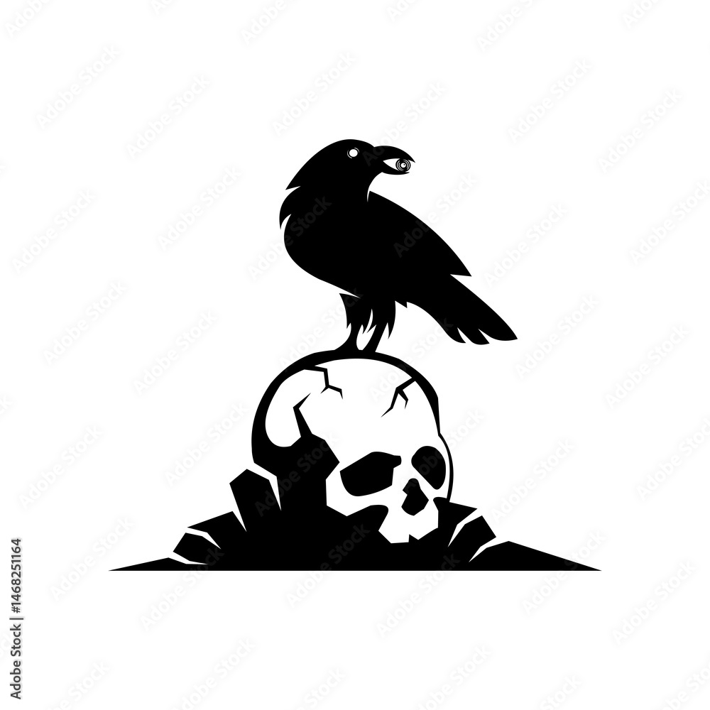 Fototapeta premium Creative Abstract Crow and Skull Vector Logo