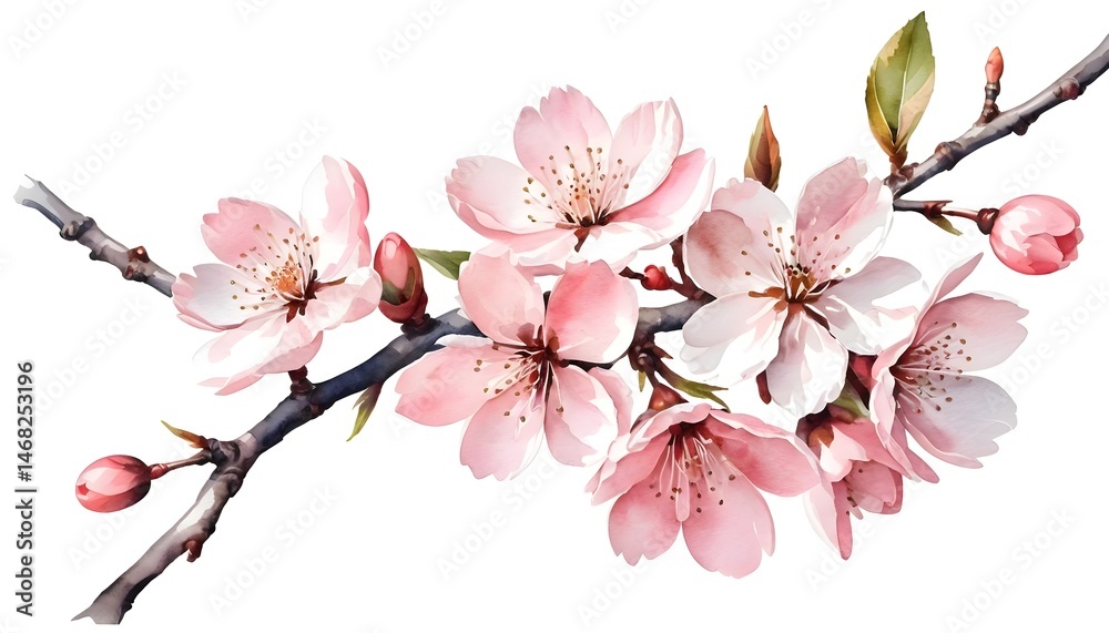 Naklejka premium Delicate Pink Almond Blossoms Branch