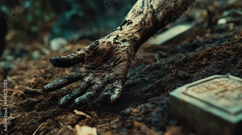 Wallpaper Mural Close-up of a soiled hand reaching into dark earth. Torontodigital.ca