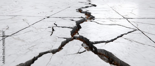 Cracked marble surface showing deep fissure.