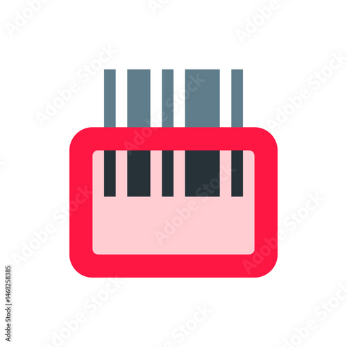Illustration of a red usb connector with gray cables and a pink interior on a white background view