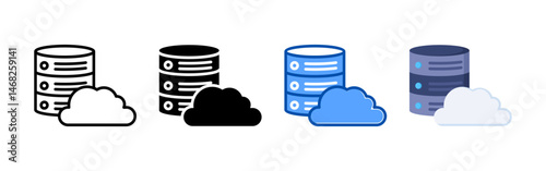 Hosting icon set bundle. Multi style icon collection perfect for websites, apps, and presentations. Simple vector icon collection