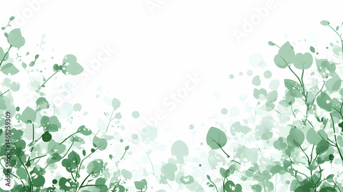 Wallpaper Mural Green leaves frame, white background, nature design, invitation Torontodigital.ca