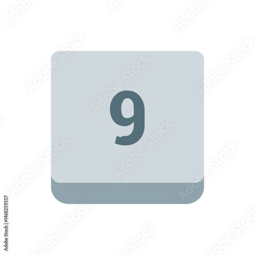 Illustration of a light gray rounded square with the number nine in dark gray in the center of the square