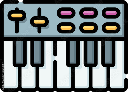 synthesizer illustration on a white background    