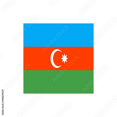 Illustration of the azerbaijan flag with horizontal stripes, a crescent moon, and an eight pointed star