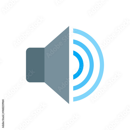 Illustration of a speaker icon with sound waves emitting, showing volume and audio representation clearly