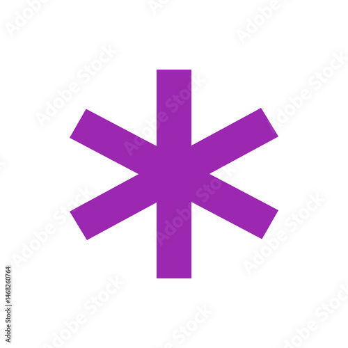 A purple star of life medical symbol with six points on a white background in a simple vector graphic