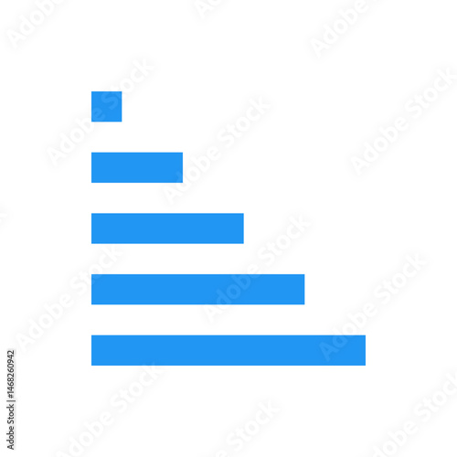 Blue horizontal bar chart showing decreasing values from bottom to top on a white background with simple design