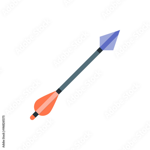 Illustration of a single arrow with a gray shaft, orange fletching, and a blue arrowhead shown diagonally