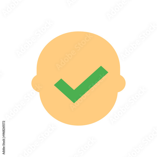 Light orange head with small ears and a green check mark in the center indicating approval or success