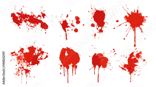 Ink splatter collection simple red silhouette vector isolated on white background  -  