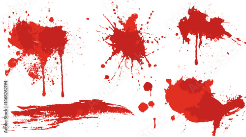 Ink splatter collection simple red silhouette vector isolated on white background  -  