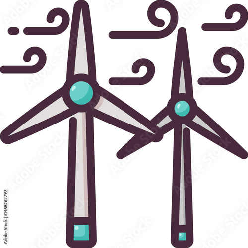 windmills illustration on a white background    
