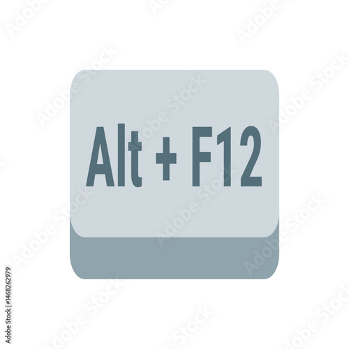 Illustration of a gray computer key displaying alt plus f twelve function combination on a keyboard key