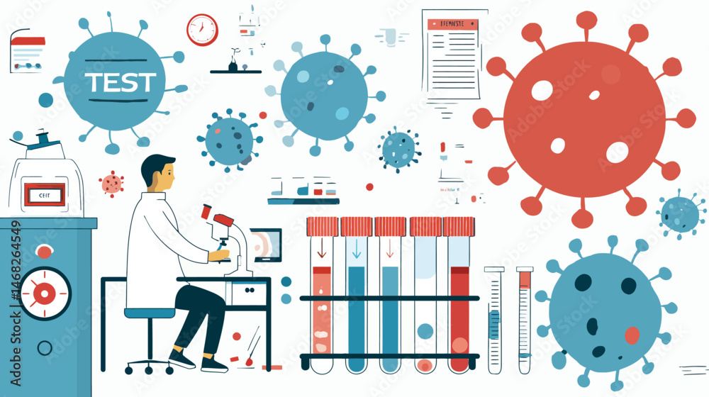 Obraz premium Medical virus testing concepts set simple vector on white background - 