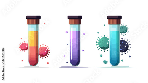 Medical virus testing concepts set simple vector on white background  -  