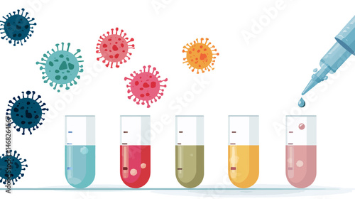 Medical virus testing concepts set simple vector on white background  -  
