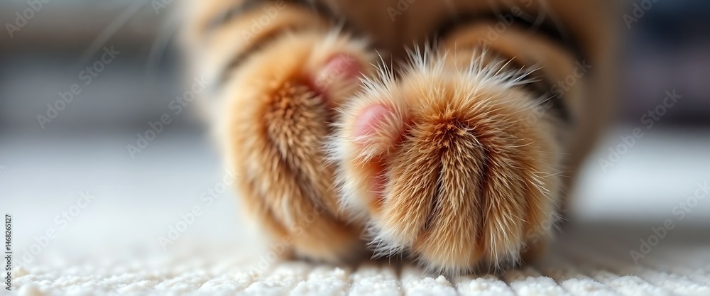 Obraz premium close up of a cat's paw on a carpet