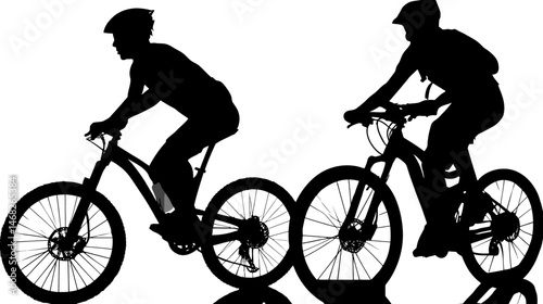 Mountain bikers silhouette simple silhouette vector isolated on white background  -  