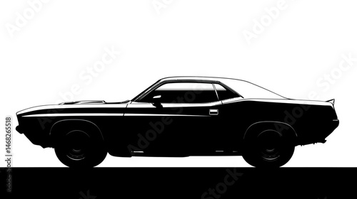 A simple silhouette of a muscle car, represented as a vector, isolated against a white background.
