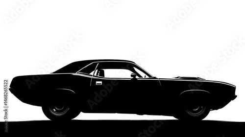 Isolated on a white background, this vector features a simple silhouette of a muscle car
