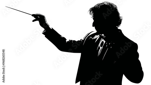 Music conductor silhouette vector isolated on white background  -  