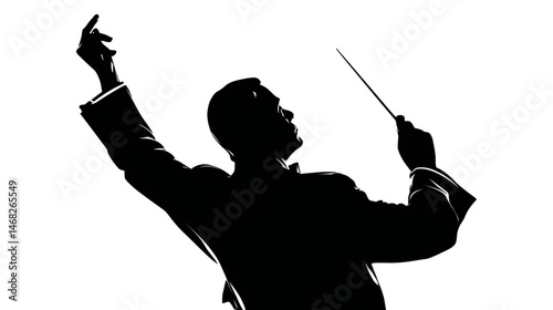Music conductor silhouette vector isolated on white background  -  