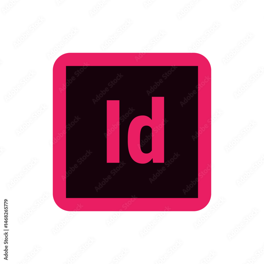 Adobe indesign logo featuring a pink square with rounded corners and the letters id in pink color 100 chars