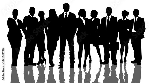 Office workers group simple black silhouette vector isolated on white background  -  