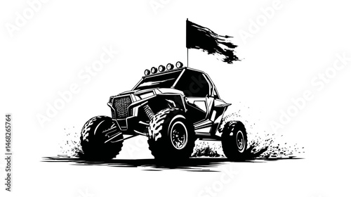 Off-road vehicle logo simple black silhouette vector isolated on white background  -  