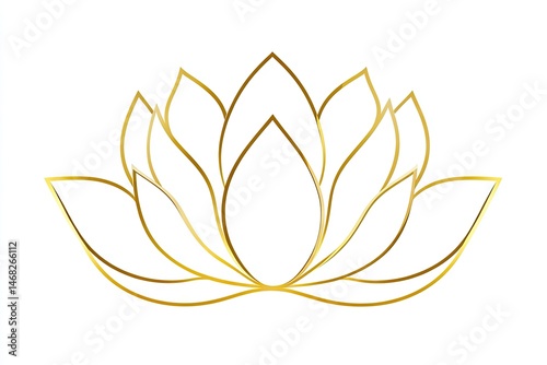 Elegant gold outline lotus flower design.