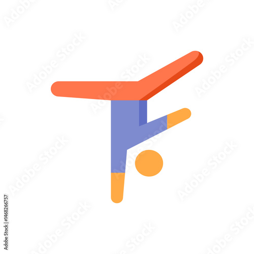 Illustration of a stylized gymnast performing a handstand with a ball in a minimalist design style